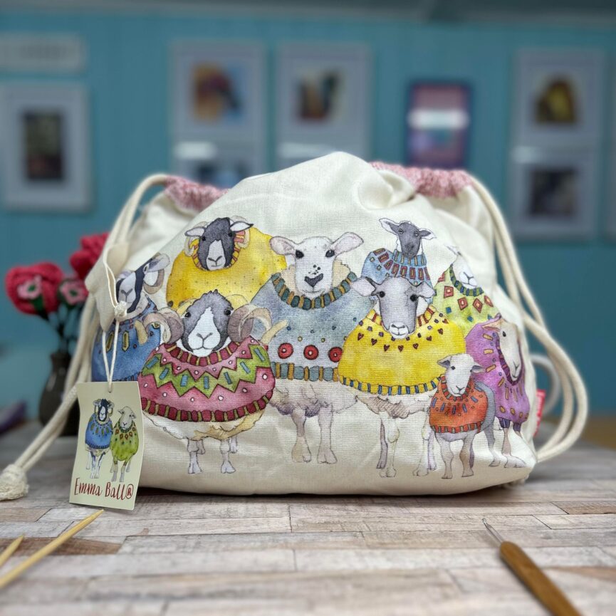 Emma Ball Sheep In Sweaters Drawstring Bag